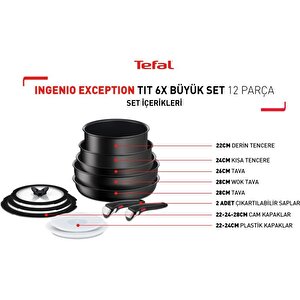 Tefal Ingenio Exception Titanyum 6x Büyük Tencere Seti 12 Parça