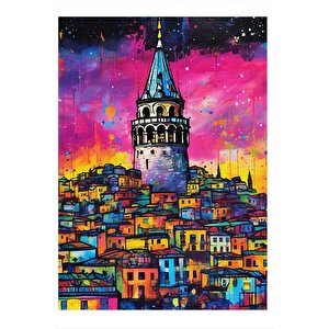 Pastel İstanbul Galata Kulesi Dekoratif Mdf Tablo 35cm X50cm 35x50 cm