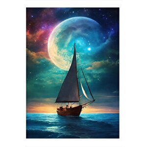 Ay Işığı Veya Kendi Gemi Art Mdf Poster 25cmx 35cm 25x35 cm