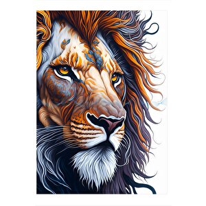 Çiçek Dövmeli Aslan Mdf Tablo 25cmx 35cm 25x35 cm