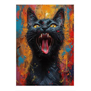 Kara Kedi Tasarım Mdf Tablo 35cm X50cm 35x50 cm