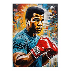 Muhammad Ali Boksör Desenli Ahşap Tablo 25cmx 35cm 25x35 cm