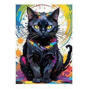 Mistik Kara Kedi Dekoratif Mdf Tablo 25cmx 35cm 25x35 cm