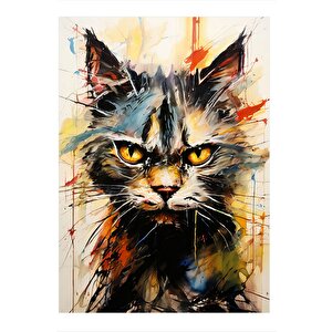 Asık Suratlı Kedi Art Mdf Tablo 25cmx 35cm