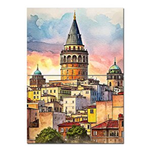 Şehrin İçindeki Galata Kulesi Mdf Poster 70cmx 100cm 70x100 cm