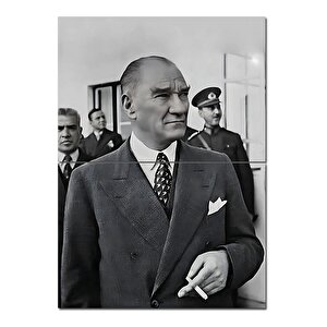 Siyah Beyaz Atatürk Desenli Mdf Tablo 70cmx 100cm
