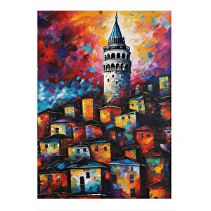 Pastel Tonlarda Galata Kulesi Art Mdf Tablo 35cm X50cm 35x50 cm