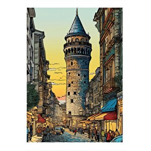 Tarihi Galata Kulesi Desenli Mdf Tablo 25cmx 35cm 25x35 cm