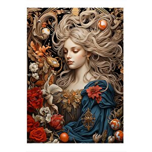 Çiçekler İçindeki Prenses Art Mdf Poster 50cmx 70cm 50x70 cm