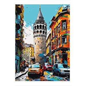 Galata Kulesi Pop Art Model Mdf Tablo 25cmx 35cm 25x35 cm