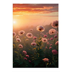 Pembe Çiçek Tarlası Hediyelik Mdf Tablo 25cmx 35cm 25x35 cm
