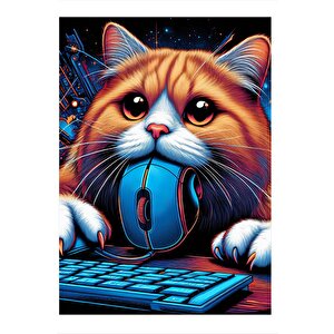 Oyuncu Kedi Hediyelik Ahşap Tablo 25cmx 35cm 25x35 cm