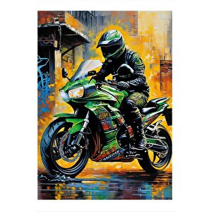 Yarış Motosikleti Dekoratif Ahşap Tablo 25cmx 35cm 25x35 cm