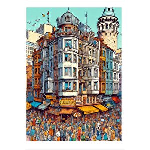 İstanbul Ve Galata Kulesi Mdf Poster 35cm X50cm 35x50 cm
