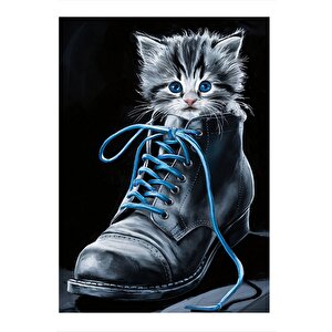 Ayakkabı Ve Yavru Kedi Tasarım Ahşap Tablo 25cmx 35cm 25x35 cm