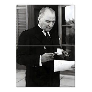 Mustafa Kemal Atatürk Kahve İçerken Model Mdf Tablo 70cmx 100cm 70x100 cm
