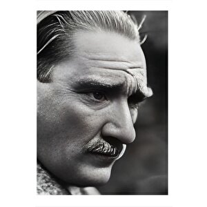 Siyah Beyaz Mustafa Kemal Atatürk Tasarım Ahşap Tablo 25cmx 35cm 25x35 cm