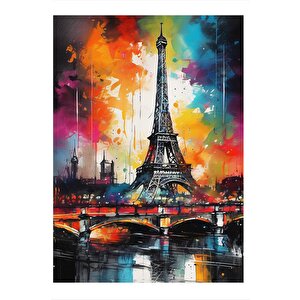Paris Eyfel Kulesi Renkli Model Ahşap Tablo 35cm X50cm 35x50 cm