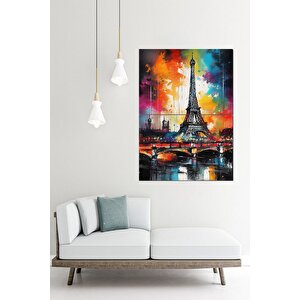 Paris Eyfel Kulesi Renkli Model Ahşap Tablo 70cmx 100cm 70x100 cm