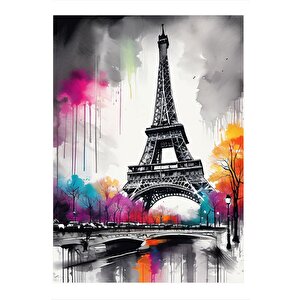 Paris Eyfel Kulesi Hediyelik Ahşap Tablo 35cm X50cm 35x50 cm