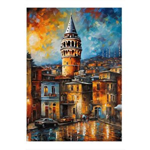 Galata Kulesi Manzarası Model Mdf Tablo 25cmx 35cm 25x35 cm