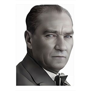 Siyah Beyaz Atatürk Tasarım Ahşap Tablo 25cmx 35cm 25x35 cm