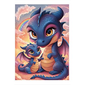 Uçan Dinozor Ailesi Art Mdf Tablo 25cmx 35cm 25x35 cm