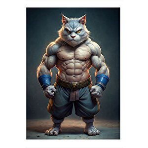 Vücut Çalışan Kedi Desenli Ahşap Tablo 25cmx 35cm 25x35 cm