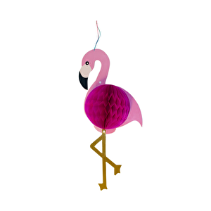 Flamingo Figürlü Asılabilir Süs Kağıt Parti Süsleri Pembe 56 Cm