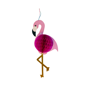 Flamingo Figürlü Asılabilir Süs Kağıt Parti Süsleri Pembe 56 Cm