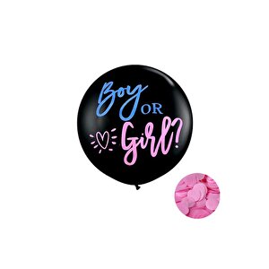 Cinsiyet Belirleme Parti Balonu Bor Or Girl Yazılı Konfetili Balon Pembe 18 Inc