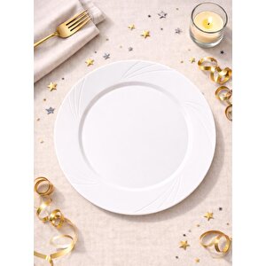Lüks Plastik Mika Tabak 6'lı 26 Cm Beyaz