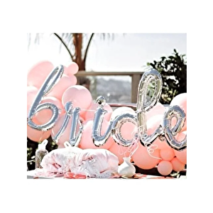 Bride El Yazısı Folyo Balon Bekarlığa Veda Partisi Balonu Gümüş 45 Cm