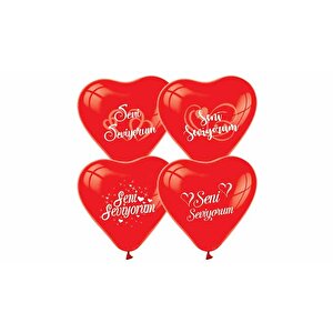 Seni Seviyorum Kırmızı Kalp Balon  10'lu
