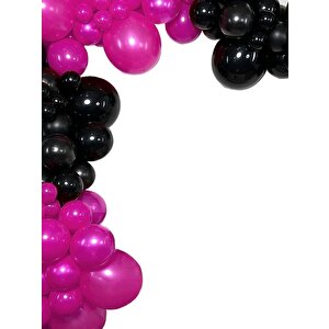 Fuşya Siyah Balon Zincir Seti Doğum Günü Parti Seti