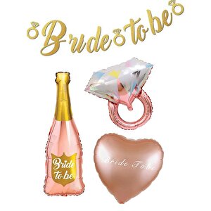 Bekarlığa Veda Parti Seti Rose Gold Altın Şampanya Folyo Balon Seti