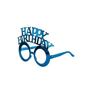 Happy Birthday Yazılı Doğum Günü Partisi Gözlüğü Mavi