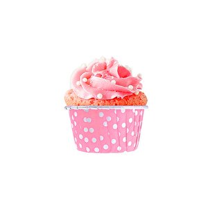Muffin Kek Kapsülü Pembe Puantiyeli Kağıt Cupcake Kalıbı 25'li