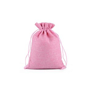 Büzmeli Keten Kese Pembe Hediyelik Bebek Çeyizlik Lavanta Kesesi 10x13 Cm 50'li