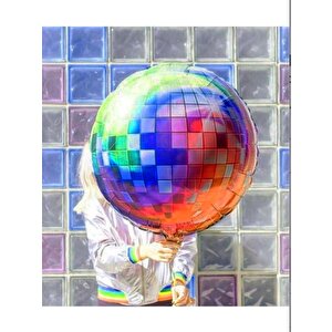 Renkli Disko Topu Folyo Balon Parti Balonu 60 Cm