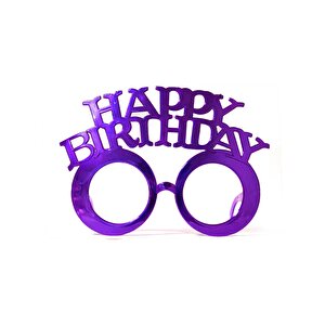 Happy Birthday Yazılı Doğum Günü Partisi Gözlüğü Mor