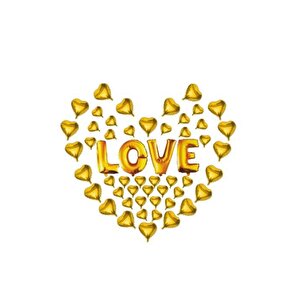 Folyo Balon Love Yazılı 49 Minik Kalpli Set Gold