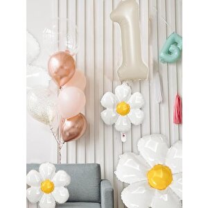 Papatya Folyo Balon doğum Günü Parti Balonu Beyaz 50 Cm