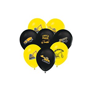 İnşaat Temalı Baskılı Balon parti Balonu 12 Inc 10'lu
