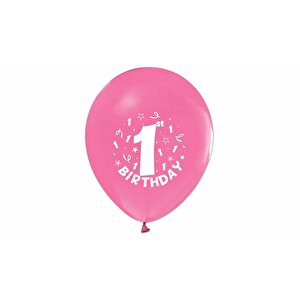 1 Yaş Happy Bırthday Pembe Balon 10'lu