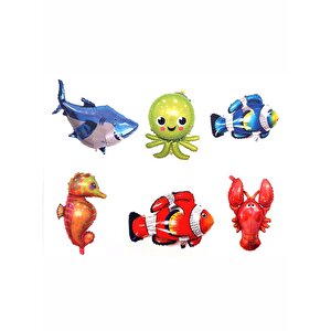 Okyanus Tema Deniz Canlıları 6'lı Set Folyo Balon 14" - 35.56