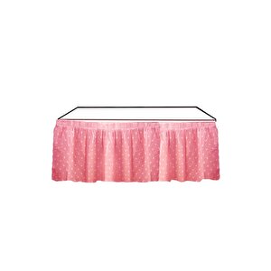 Plastik Masa Eteği Puantiyeli Pembe