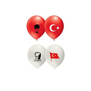 Atatürk Ve Türk Bayrağı Baskılı Balon 10'lu