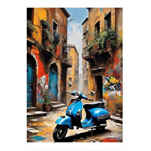 Retro Scooter Motor Art Mdf Poster 25cmx 35cm 25x35 cm