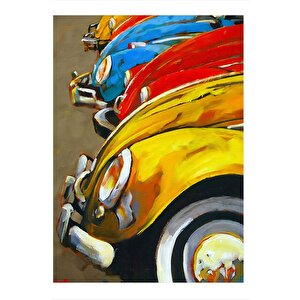 Renkli Kaplumbağa Arabalar Hediyelik Mdf Tablo 35cm X50cm 35x50 cm